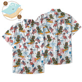 Tiki Mask USA Flag Independence Day  - Cotton Hawaii Shirt